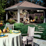 : outdoor living spaces with hot tub