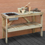 : potting bench attached to shed