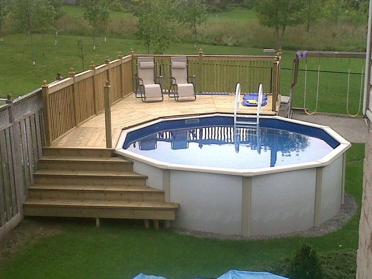 above ground pools with decks installed