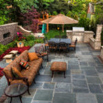 : backyard patio ideas with fireplace
