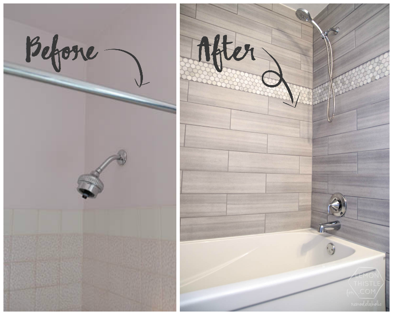 before and after diy bathroom remodel by remodelaholich
