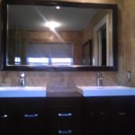 : bronze framed bathroom mirror