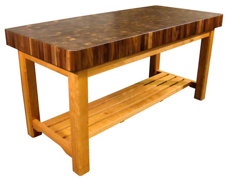 butcher block table with stools