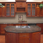 : cherry kitchen cabinets with granite