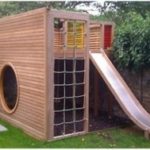 : childrens outdoor playhouse with slide