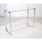 : clear glass console table