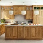 : hickory cabinets with light countertops