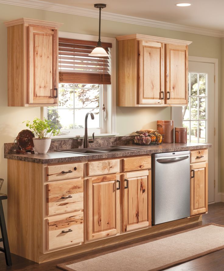 hickory cabinets with marble countertops