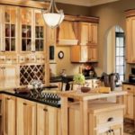 : hickory cabinets with white appliances