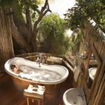 : outdoor bathroom and shower