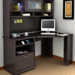 : small corner desk with hutch – beech effect