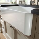 : white porcelain undermount kitchen sink