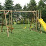: wooden swing sets assembly included