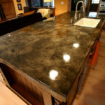 : concrete countertops with glass