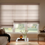 : roman shades with curtains