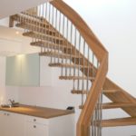: wooden staircase railing